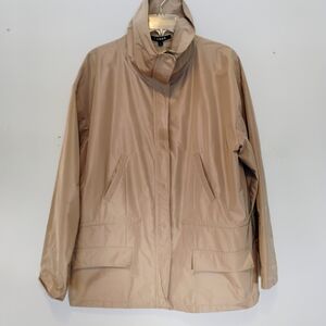 Chaus Women's LARGE Tan Rain Jacket With Toggled Waist And Roll Tab Sleeves